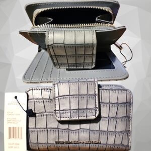 French Connection Croc-Embossed Wallet in Gray